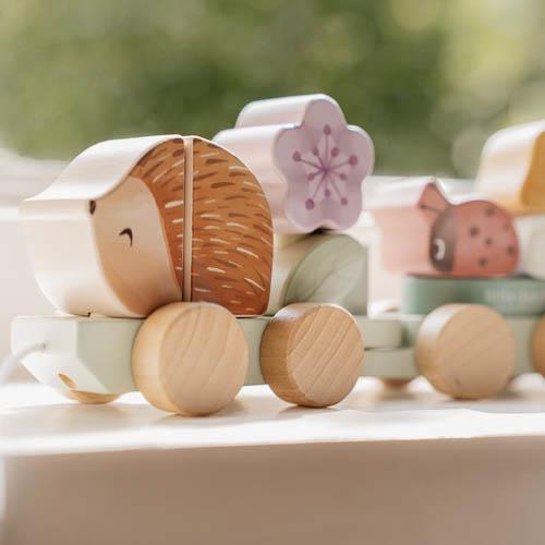 Train en bois à blocs - Rose - Fairy Garden