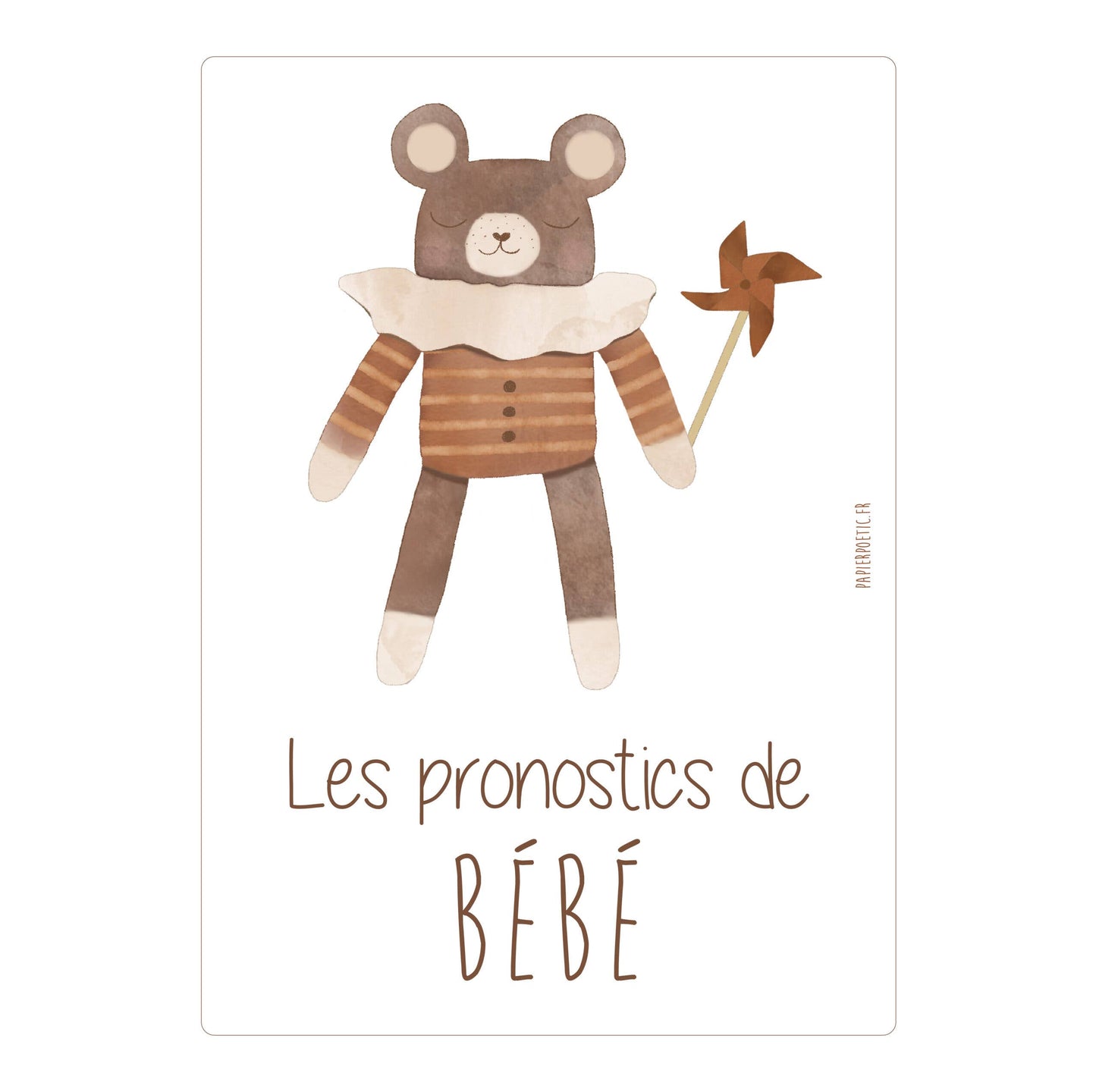 Papier Poetic - Lot 6 cartes pronostics bébé “Ourson”