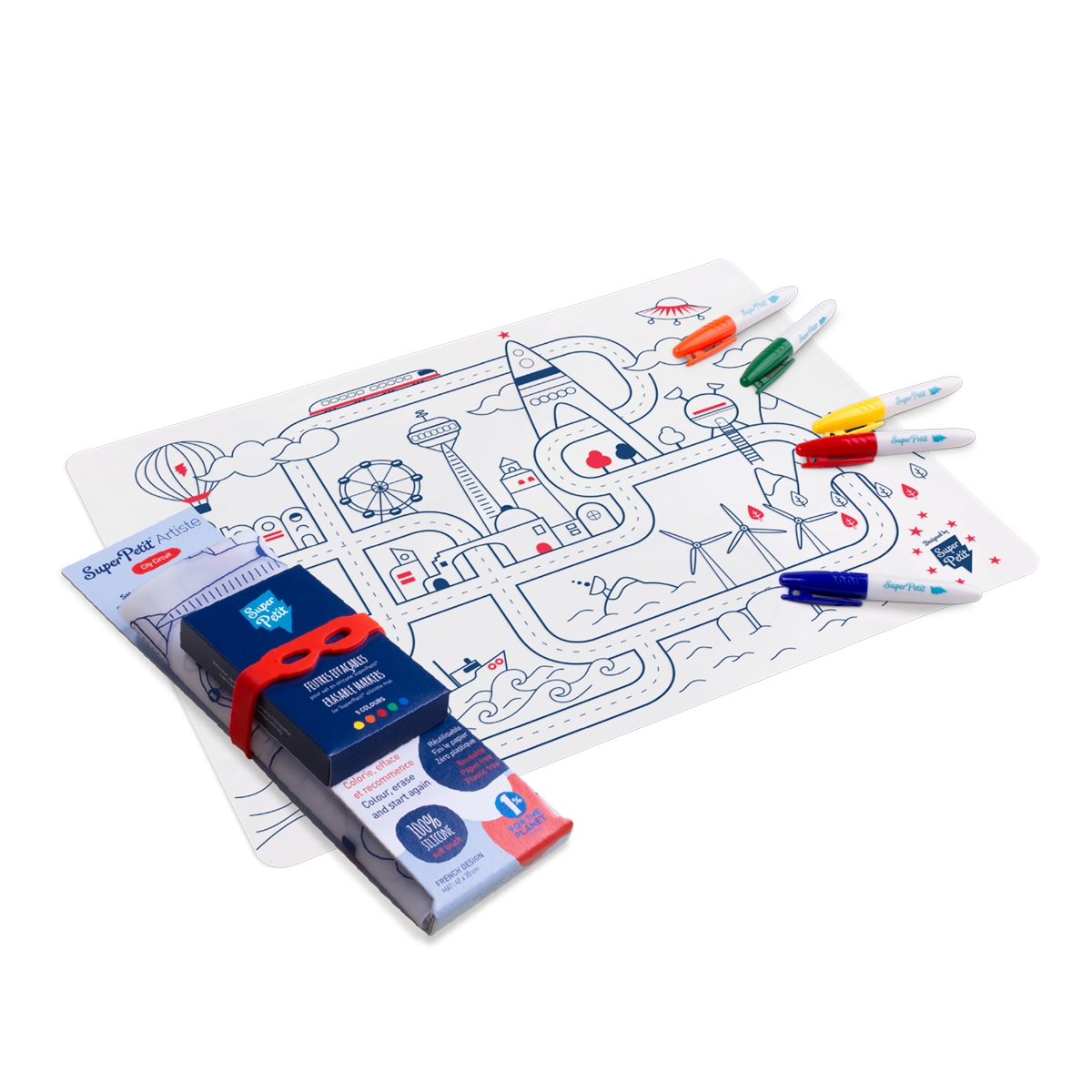 SuperPetit - Coloriage réutilisable - Set en silicone CITY CIRCUIT
