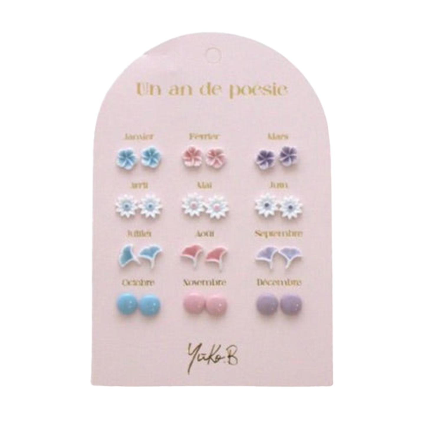 Kontiki - 12 Paires de Boucles d'oreilles "Un an de poésie" - Yuko B.: Parme