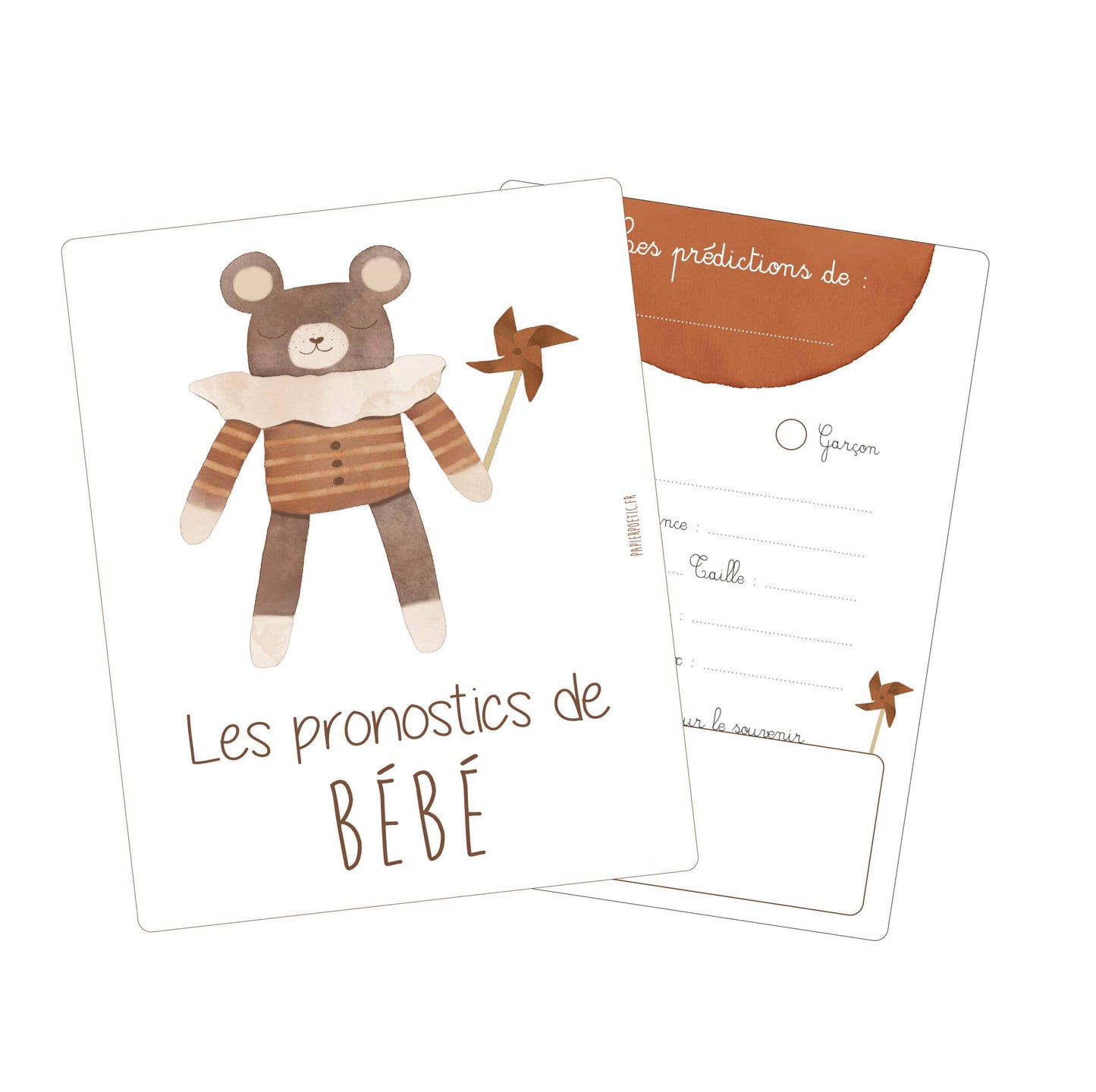 Papier Poetic - Lot 6 cartes pronostics bébé “Ourson”