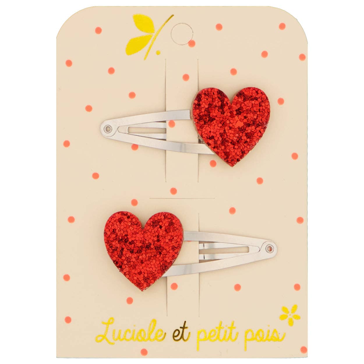 Luciole et Petit Pois - Barrettes cœurs rouges (paire)