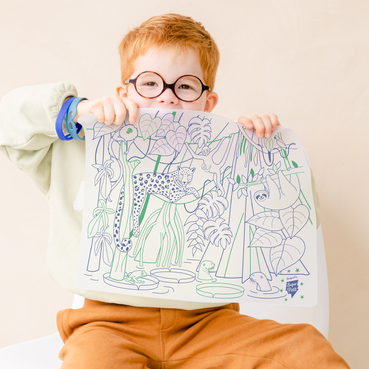 SuperPetit - Coloriage éducatif-Set en silicone AMAZONIA 5 feutres inclus