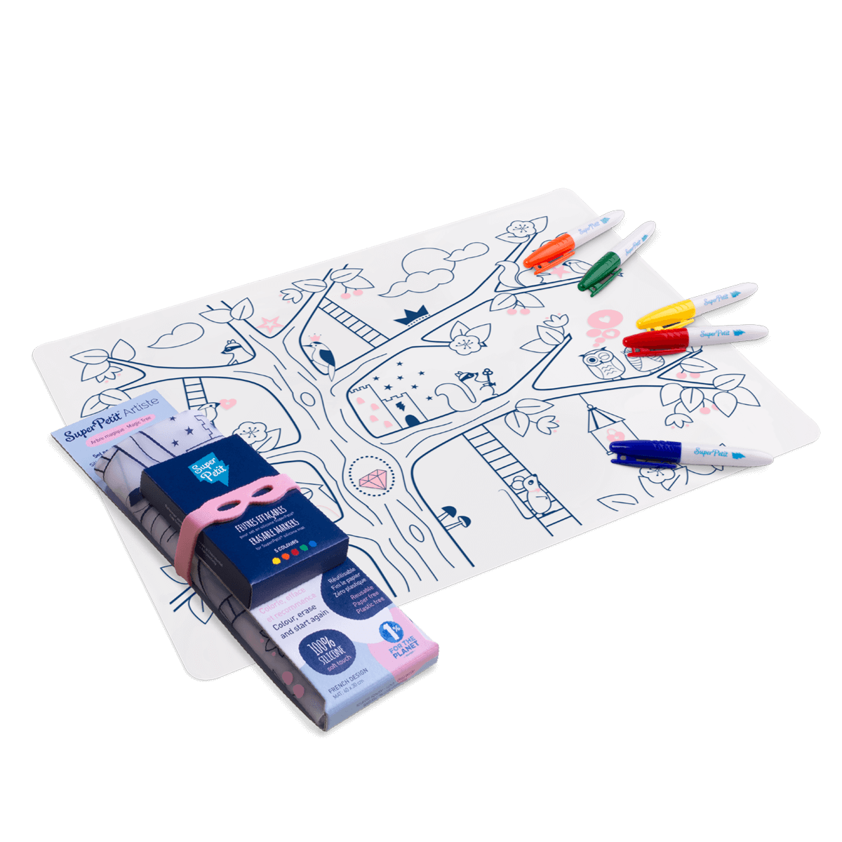 SuperPetit - Coloriage réutilisable - Set en silicone ARBRE MAGIQUE