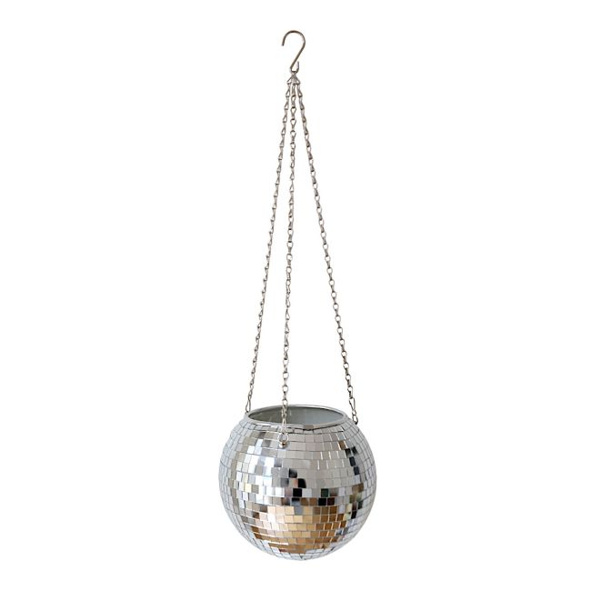 Pot de fleurs suspendu à facettes argent 20 cm Surprise Partie !