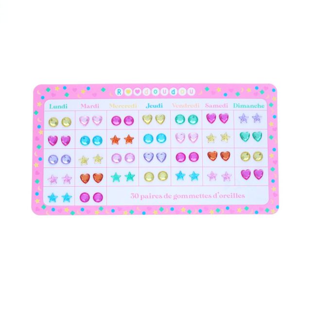 Boucles d'oreilles autocollantes semainier Roodoudou