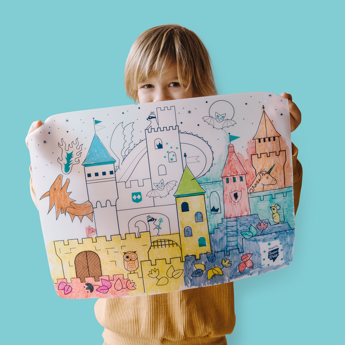 SuperPetit - Coloriage réutilisable - Set en silicone CHATEAU