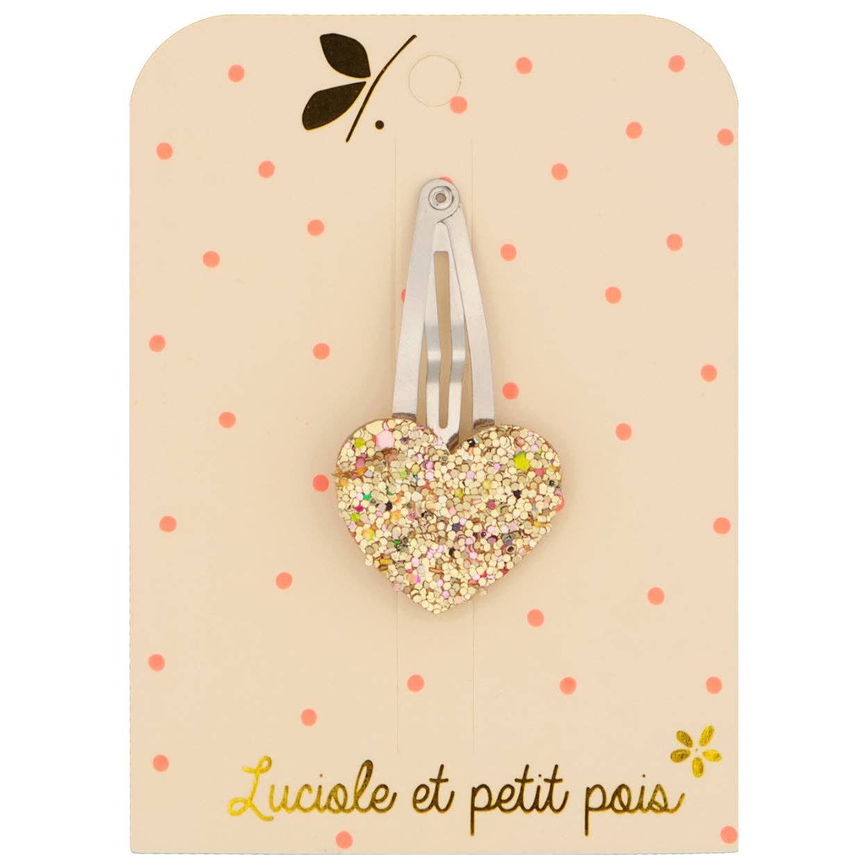 Luciole et Petit Pois - Barrette cœur doré multi