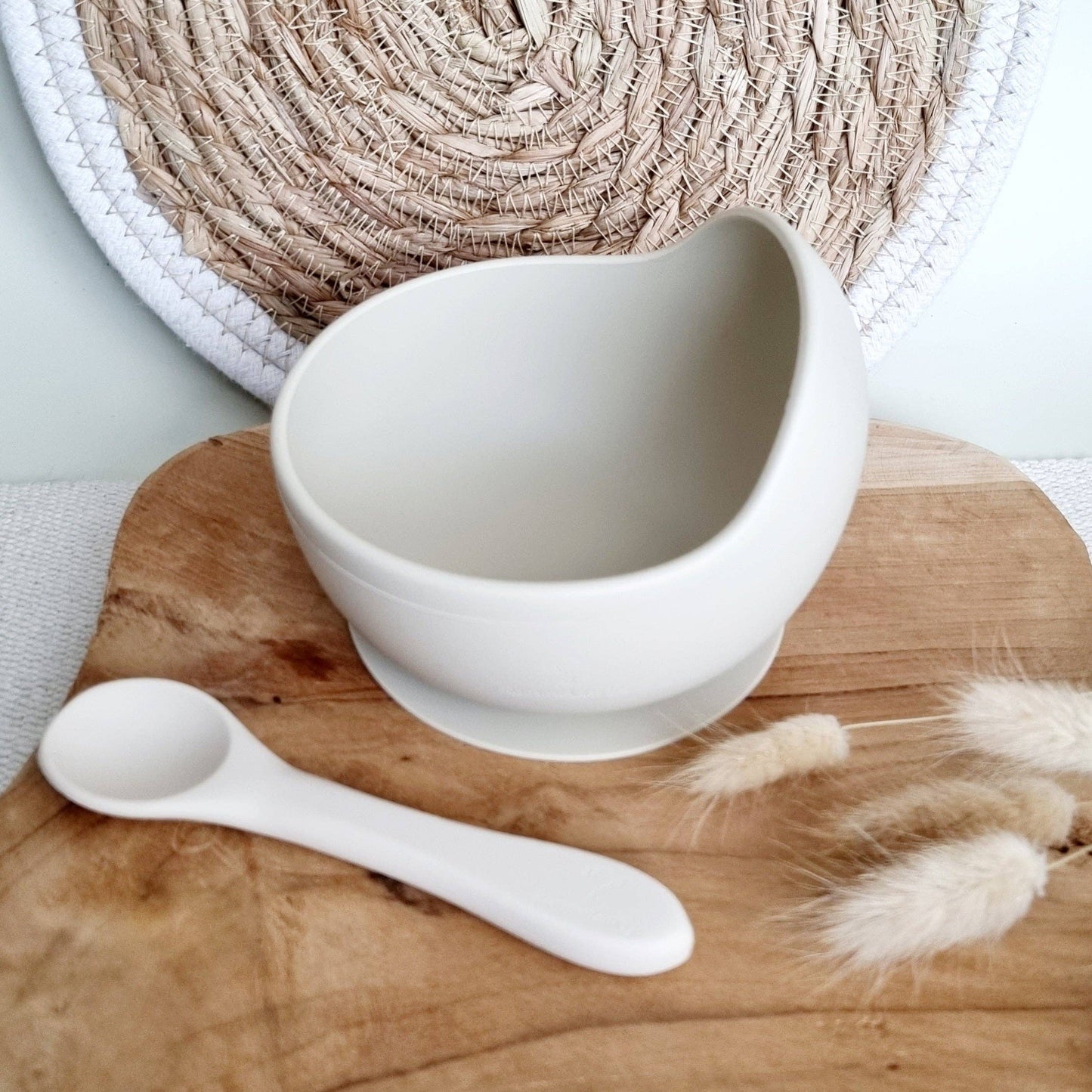 Rammelaartje - Bol en silicone avec ventouse et cuillère - Beige