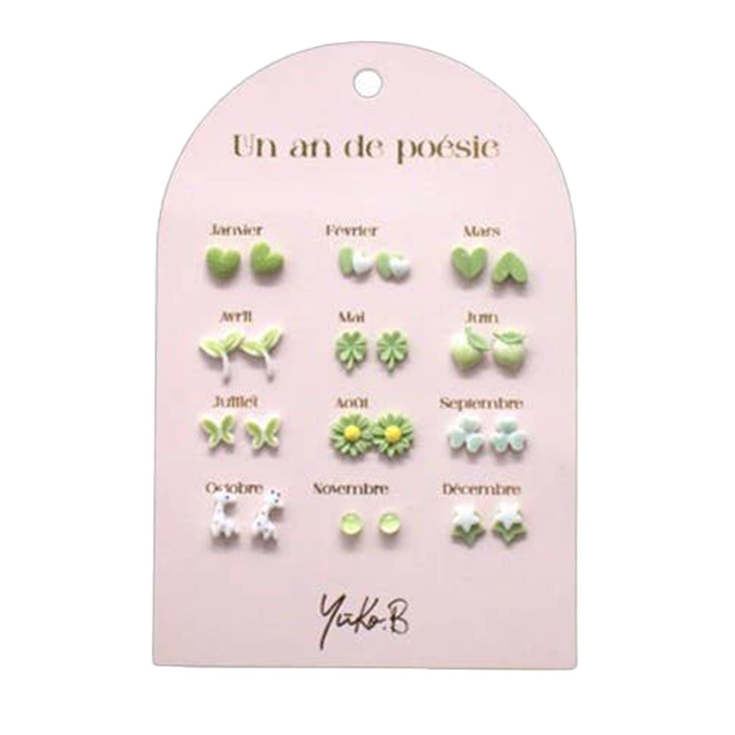 Kontiki - 12 Paires de Boucles d'oreilles "Un an de poésie" - Yuko B.: Parme