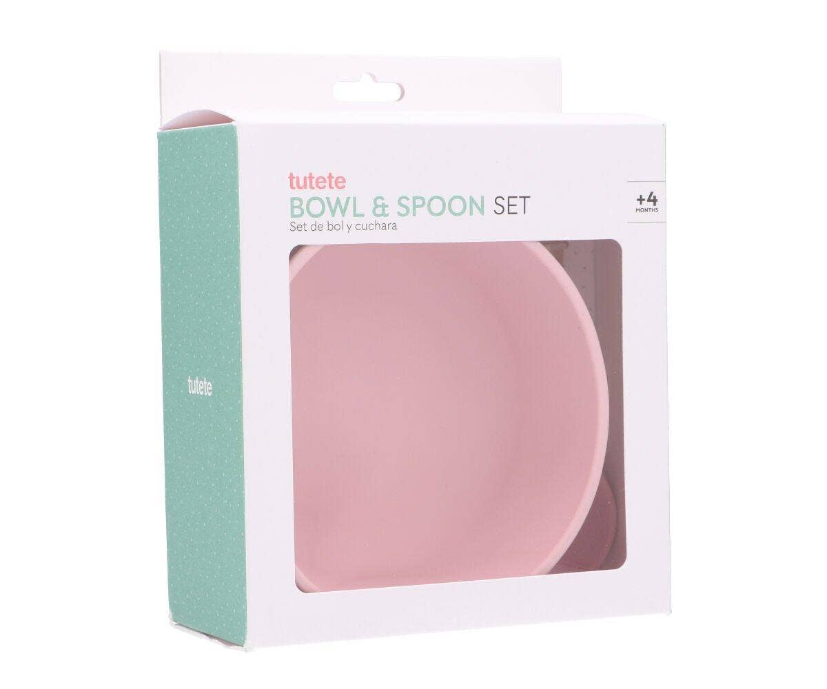 Tutete - Bol pour bébé avec ventouse + cuillère rose