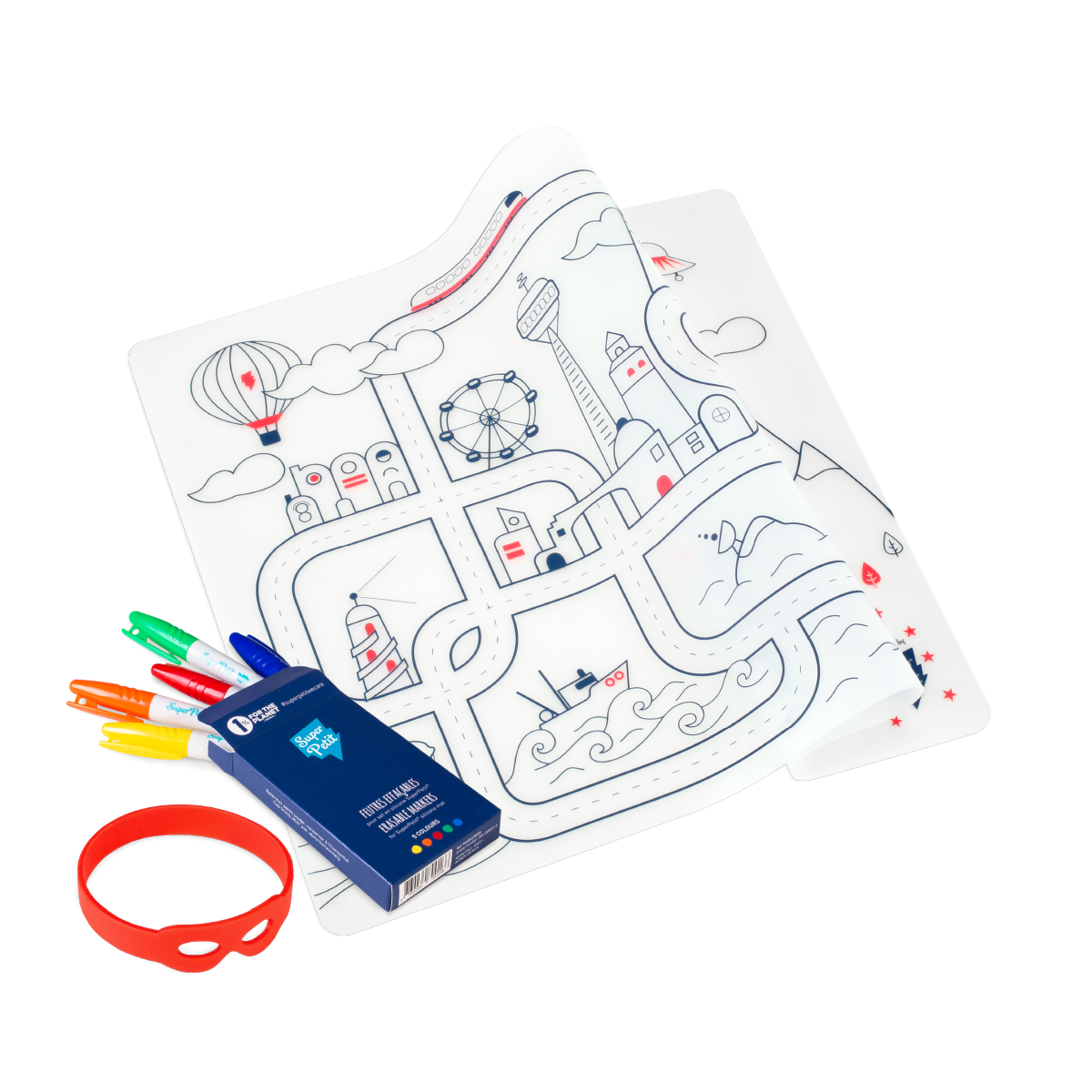 SuperPetit - Coloriage réutilisable - Set en silicone CITY CIRCUIT