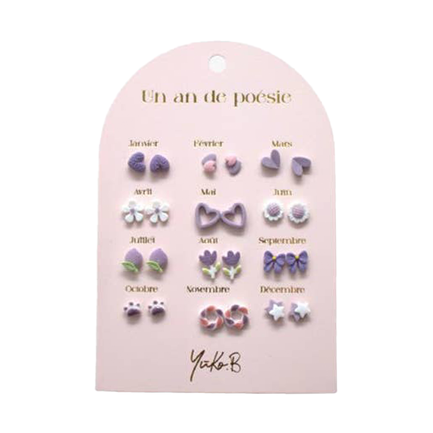 Kontiki - 12 Paires de Boucles d'oreilles "Un an de poésie" - Yuko B.: Parme