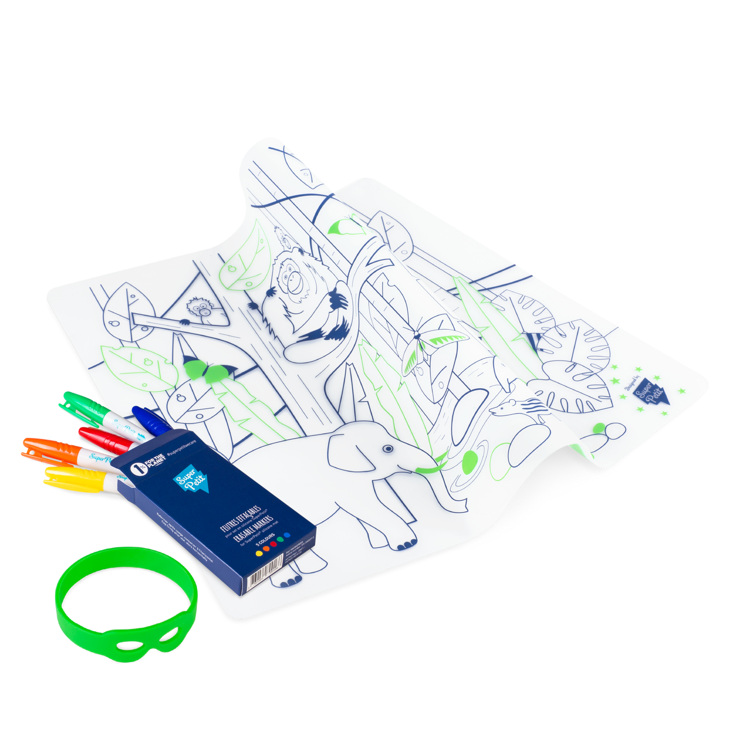 SuperPetit - Coloriage éducatif-Set en silicone JUNGLE 5 feutres inclus