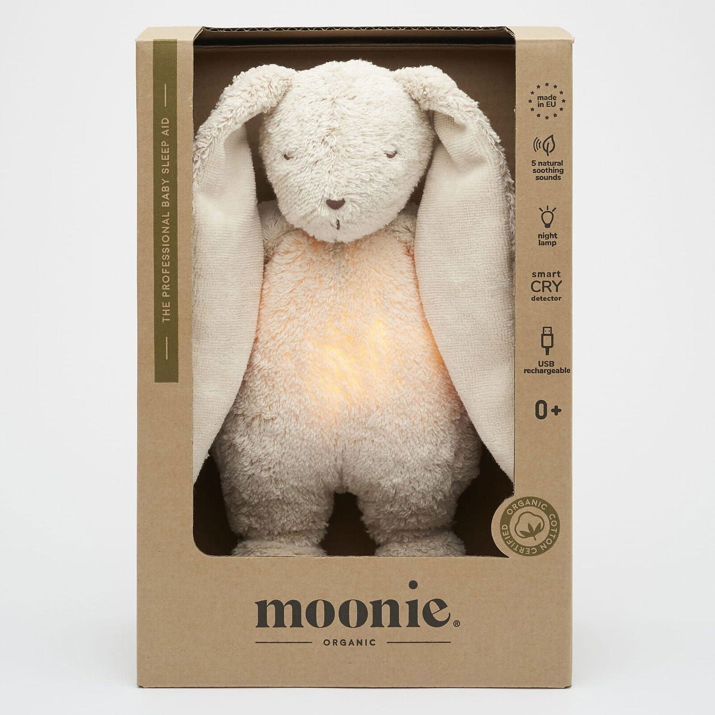 Moonie – lapin nature bio avec sons & lumières sable
