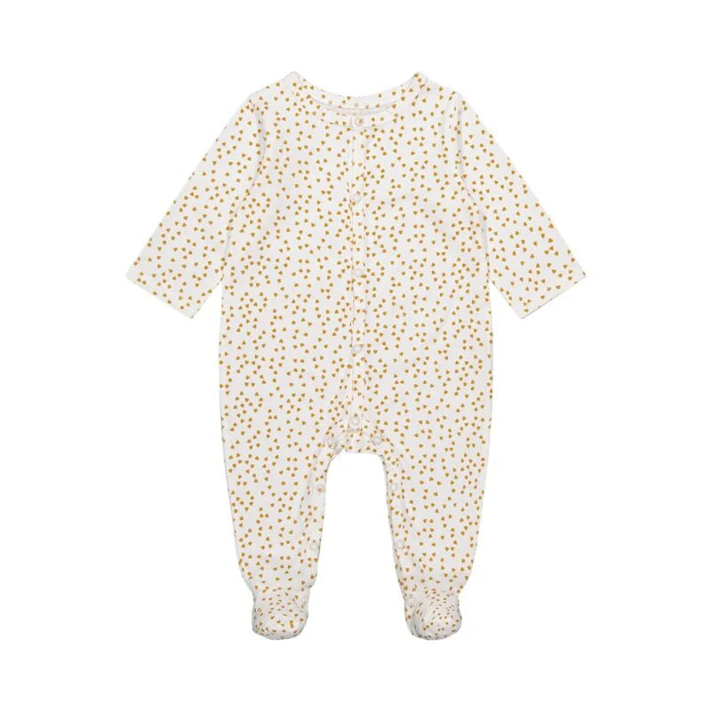 Pyjama Amalia blanc mini cœurs moutarde