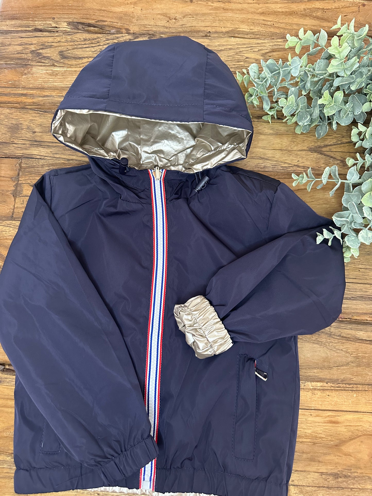 Veste réversible Bleu marine / or