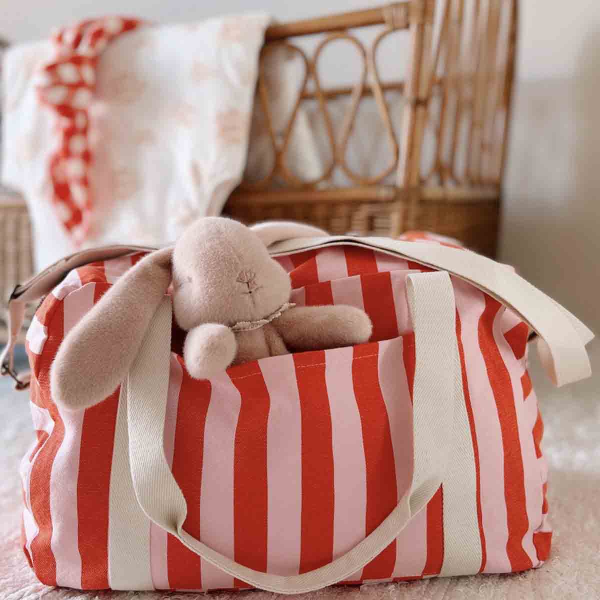 Sac à langer Raphael Rayures Candy pink / Rouge