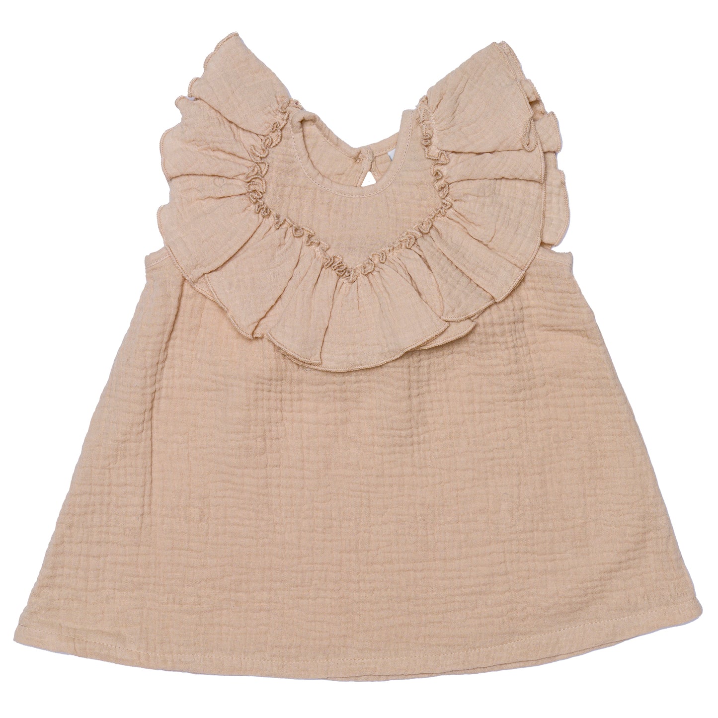Robe évasée à petites manches - Gaze de coton Biscuit