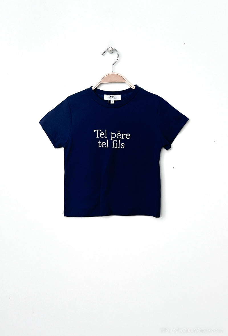 T-shirt bleu marine "tel père / tel fils"