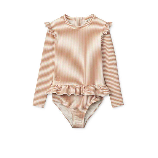 Maillot de bain bébé en tissu gaufré SILLE Y/D stripe Pale tuscany / Creme de la