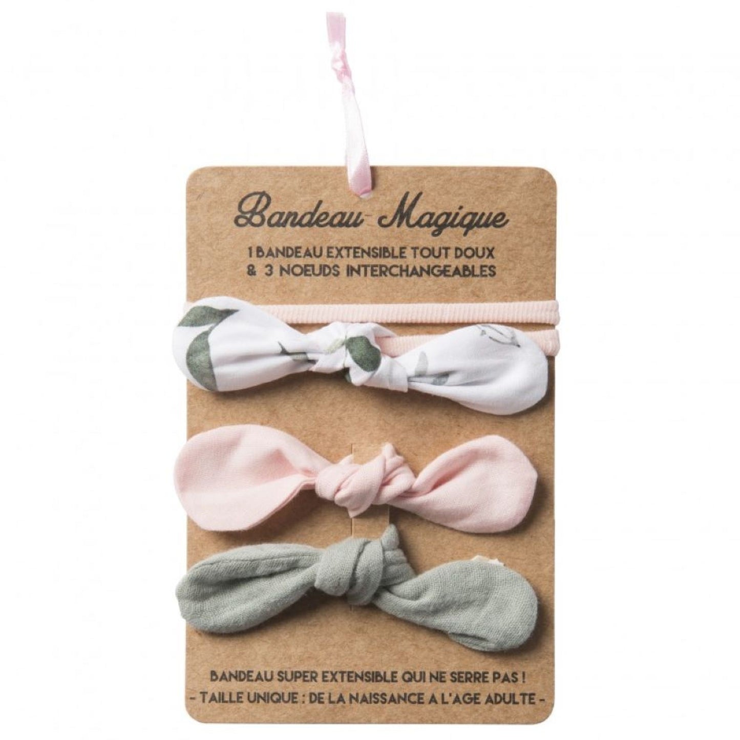 Bandeau magique (1 bandeau extensible + 3 nœuds)