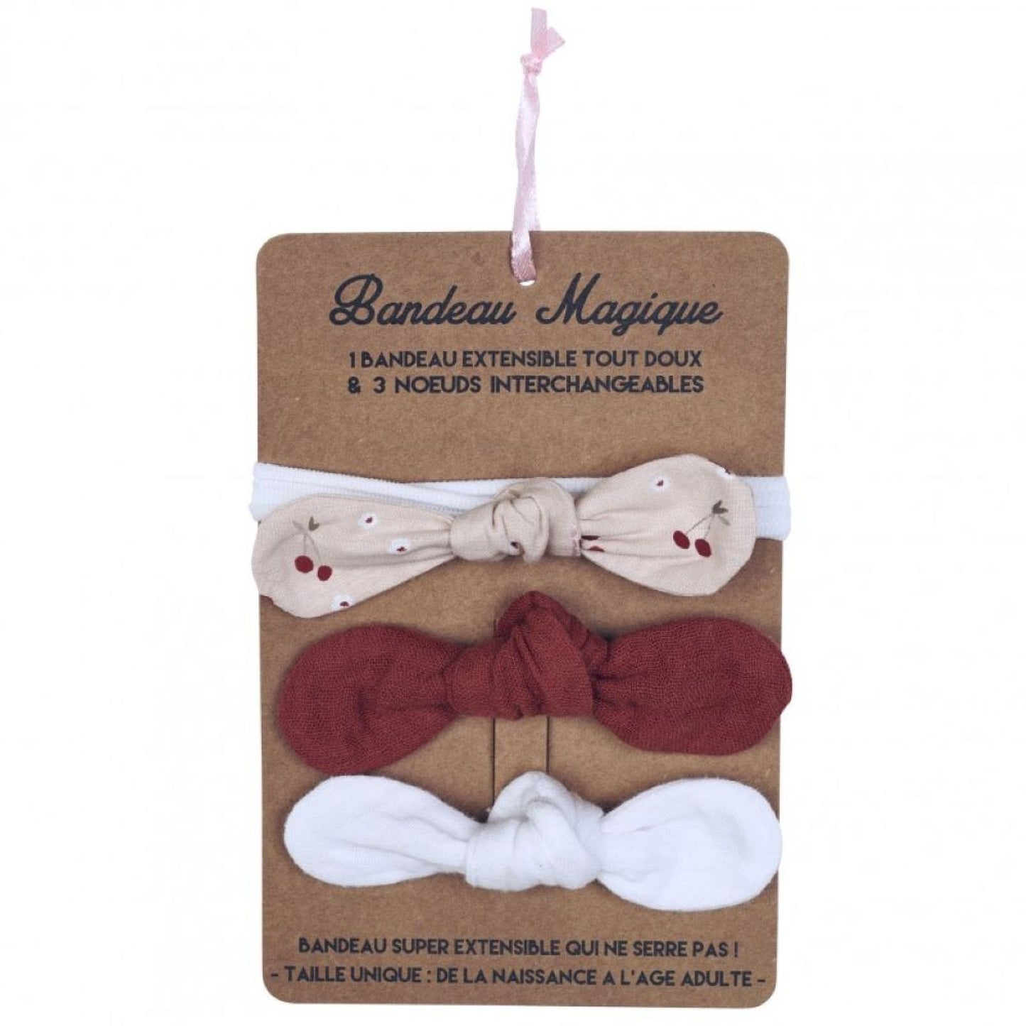 Bandeau magique (1 bandeau extensible + 3 nœuds)