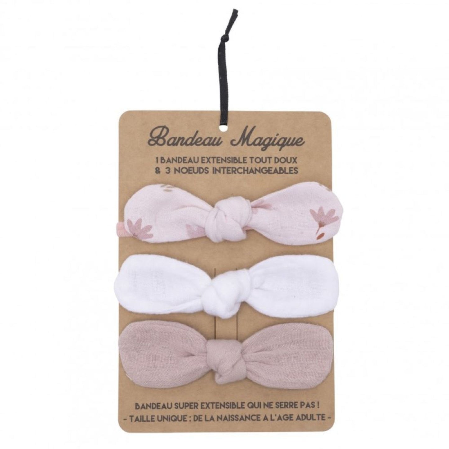 Bandeau magique (1 bandeau extensible + 3 nœuds)
