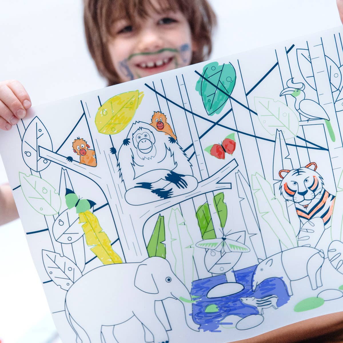 SuperPetit - Coloriage éducatif-Set en silicone JUNGLE 5 feutres inclus