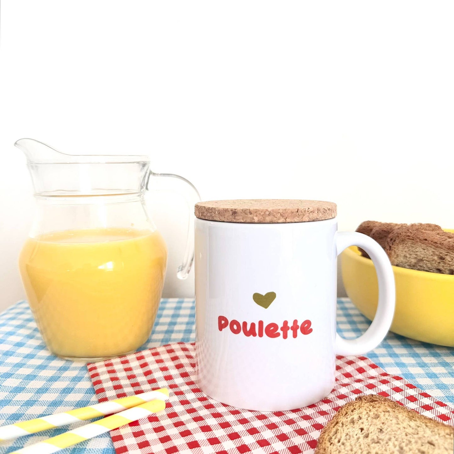 Marcel & Lily - Mug Pop "Poulette" avec son couvercle en liège