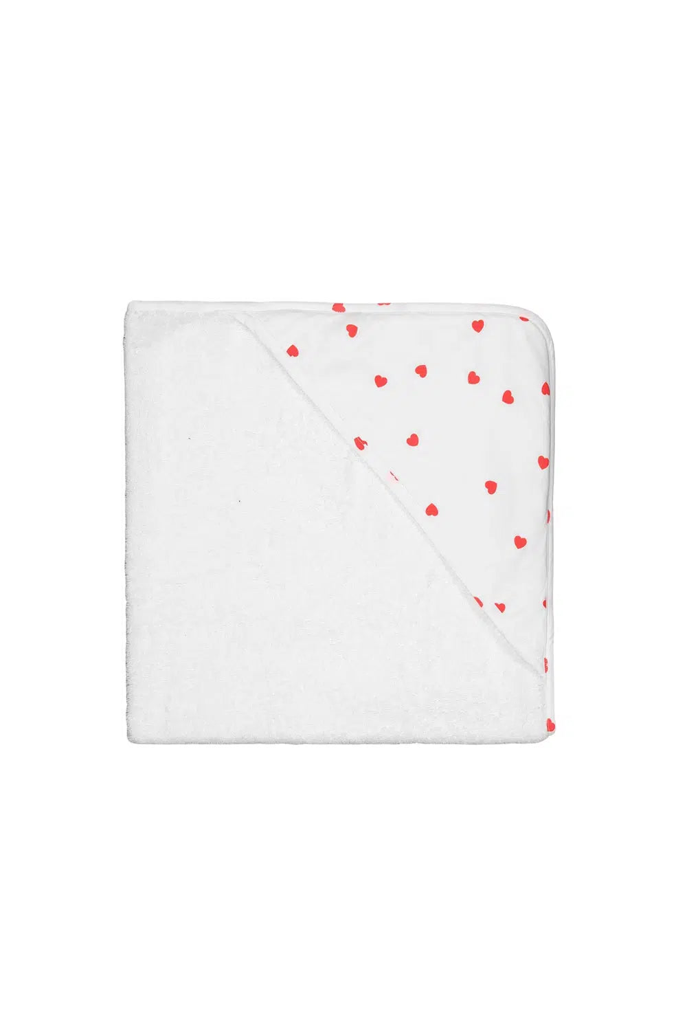 Cape de bain bébé ‘Colette’ Coeur Rouge Ecru