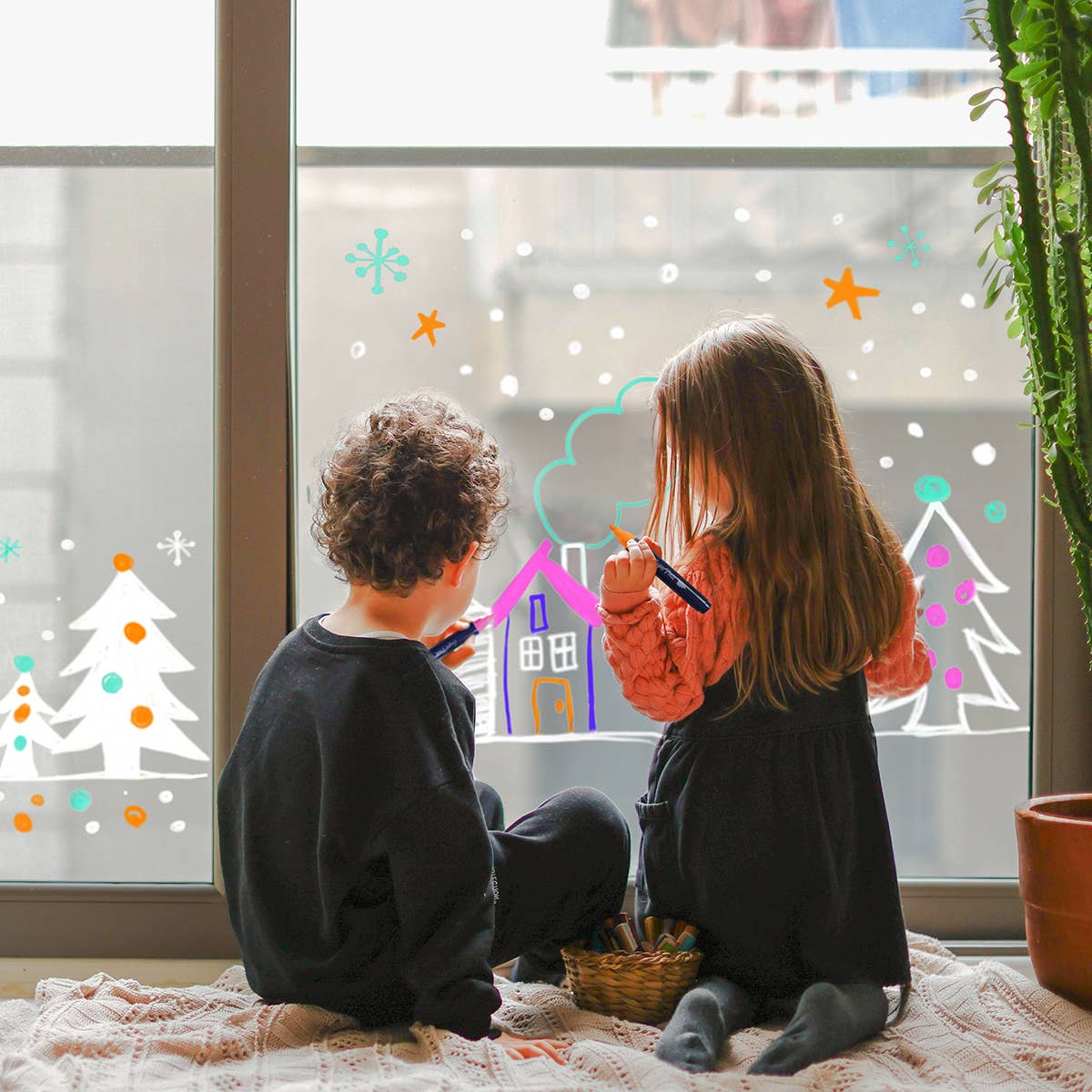 SuperPetit - BEST SELLER ! BOITE 6 FEUTRES EFFAÇABLES DECO VITRES-MIROIR