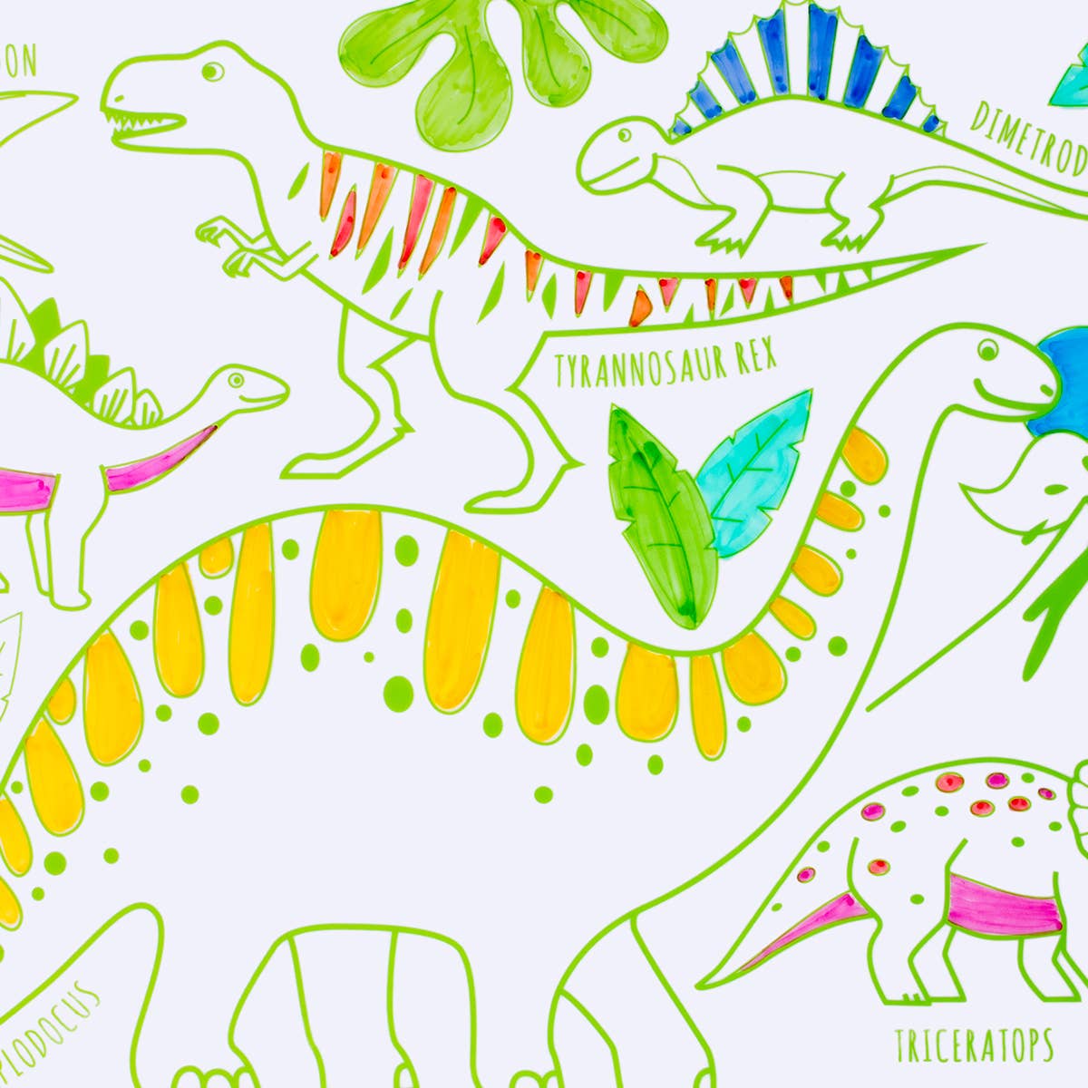 SuperPetit - Coloriage nomade : Mini Playmat DINO - 4 feutres inclus