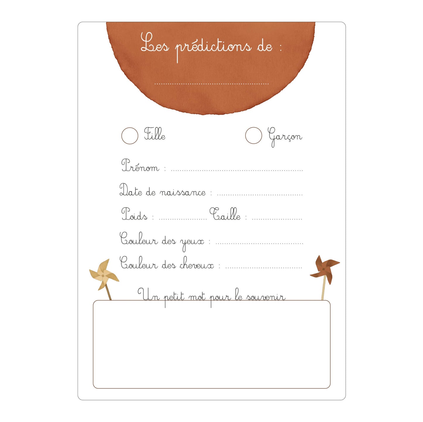Papier Poetic - Lot 6 cartes pronostics bébé “Ourson”