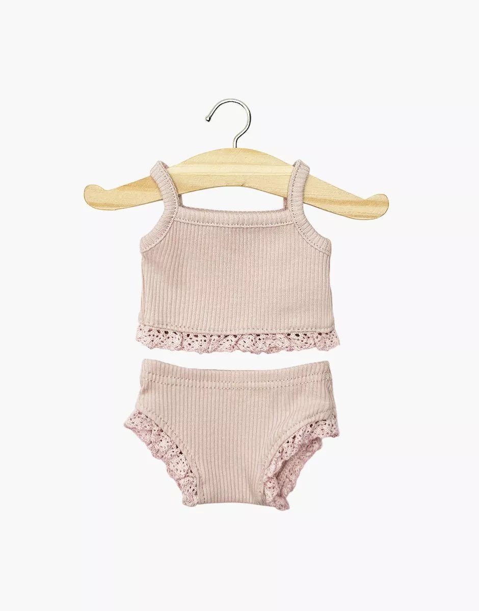 Dessous fille en maille côtelée rose orchidée et sa dentelle