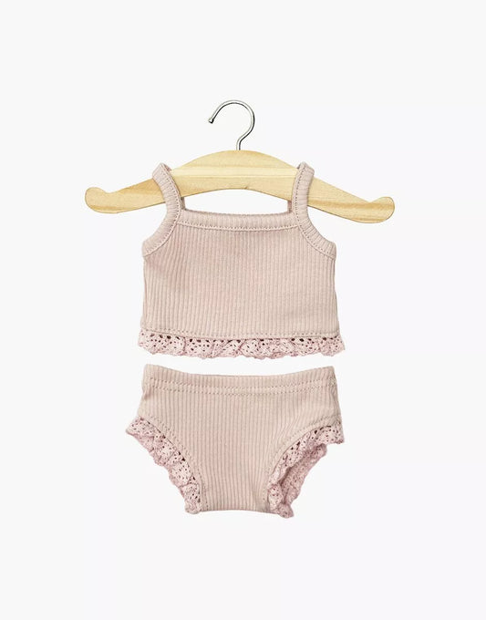 Dessous fille en maille côtelée rose orchidée et sa dentelle