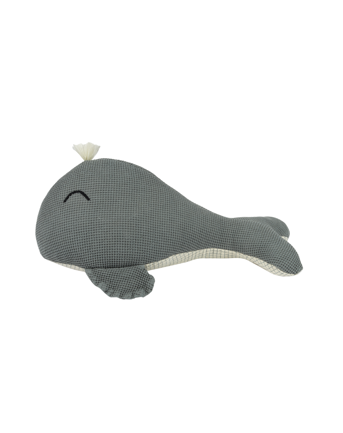 Coussin Wabi-Sabi baleine brodé en coton lavé