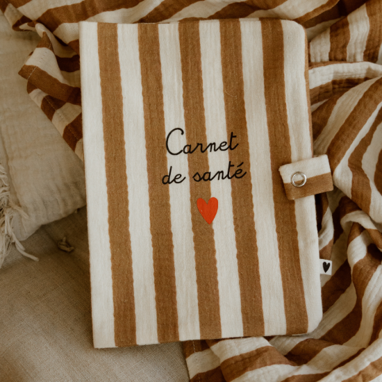 Protège carnet de santé gaze rayures larges