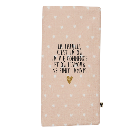 Protège livret de famille gaze beige petits coeurs