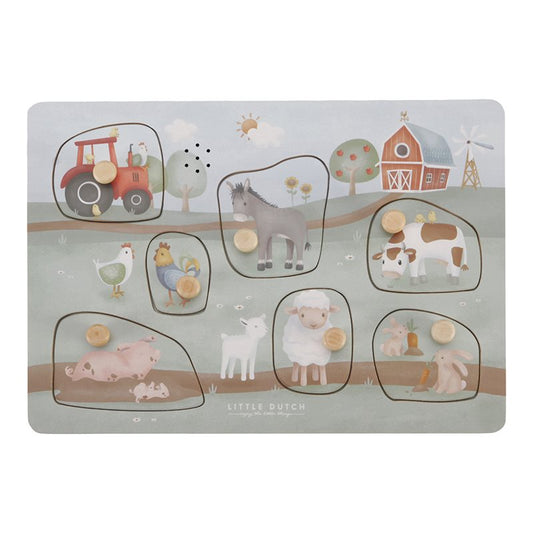 Puzzle sonore en bois FSC Little Dutch Little Farm, vue d'ensemble