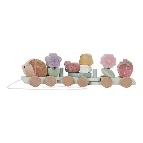 Train en bois à blocs - Rose - Fairy Garden