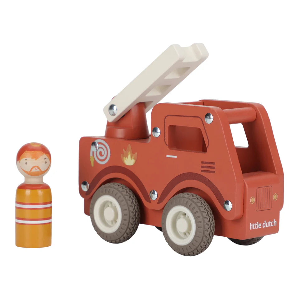 Camion de pompiers en bois – Rouge – Essentials