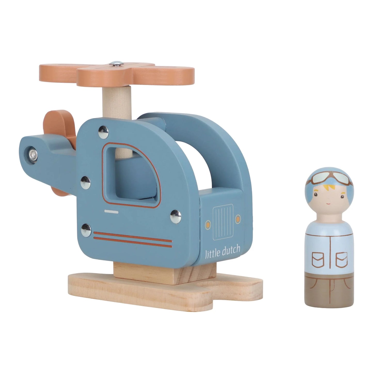 Hélicoptère en bois jouet - Bleu