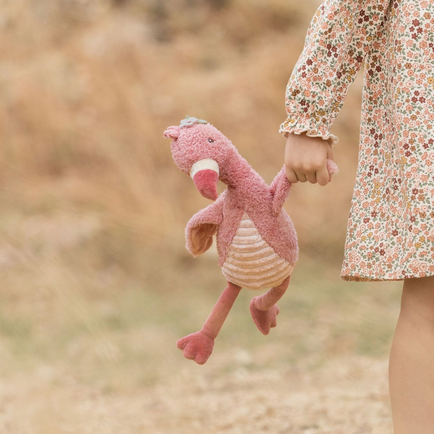 Peluche Flamant rose Little Dutch, vue de profil