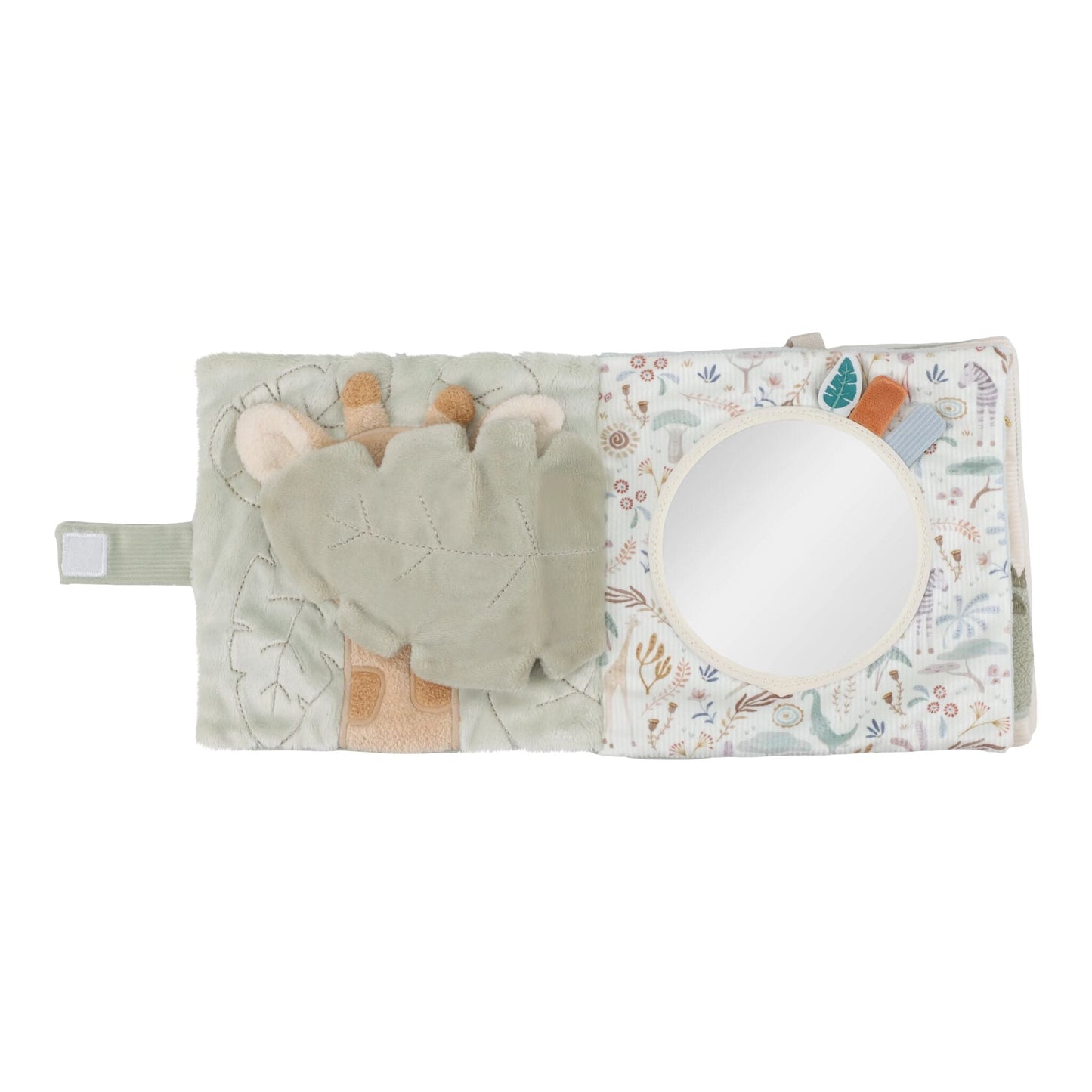 Livre tissu d'activités Safari Friends, détail du petit miroir