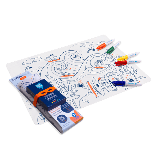SuperPetit - Coloriage réutilisable-Set en silicone SURF 5 feutres inclus