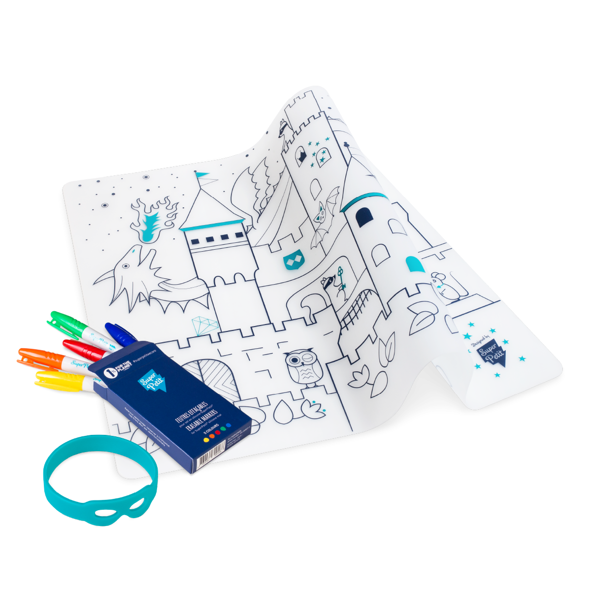 SuperPetit - Coloriage réutilisable - Set en silicone CHATEAU