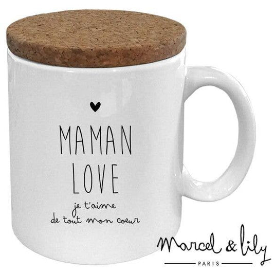 Marcel & Lily - Mug Avec Son Couvercle En Liège "Maman Love"
