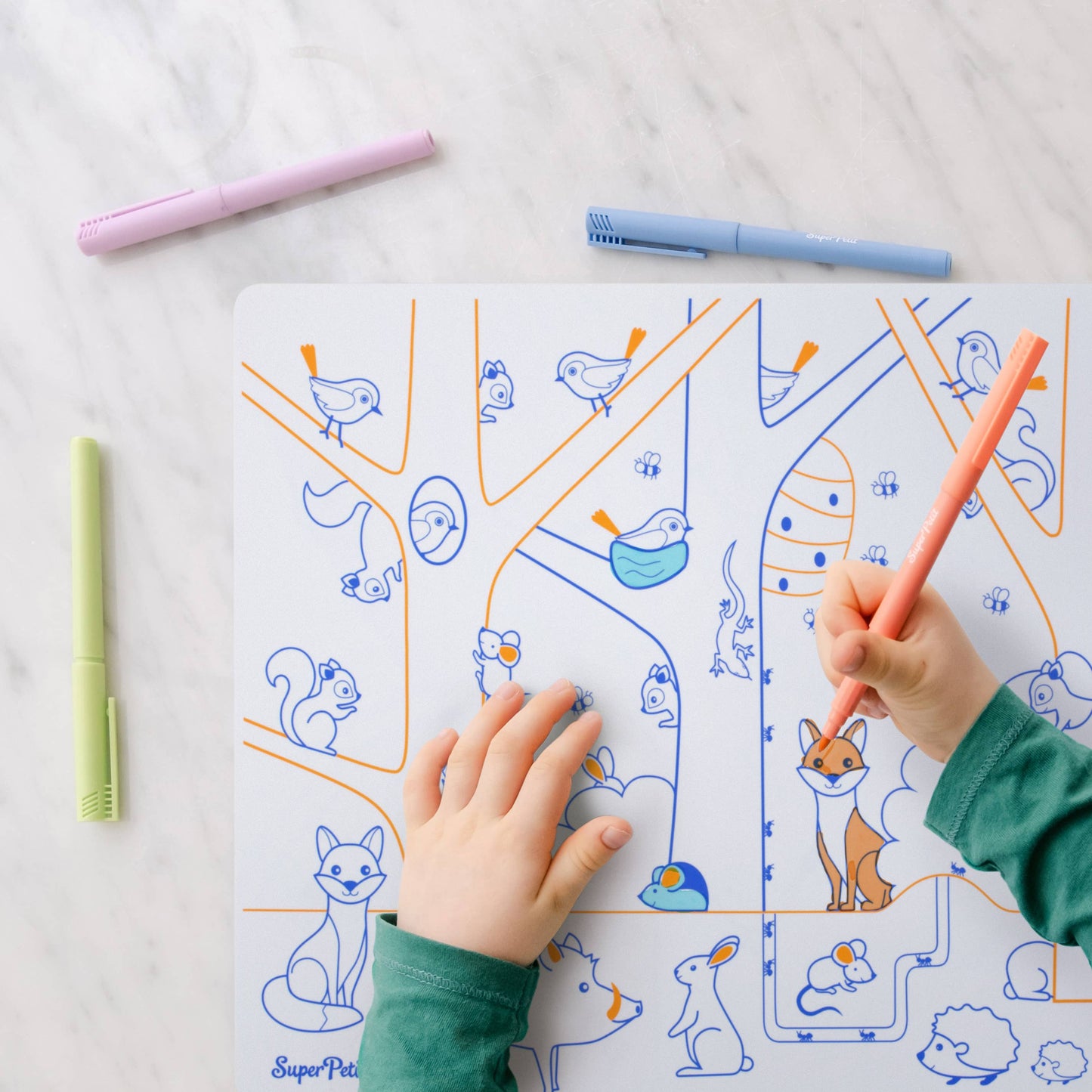 SuperPetit - Set en silicone pédagogique LES CHIFFRES 3 feutres inclus
