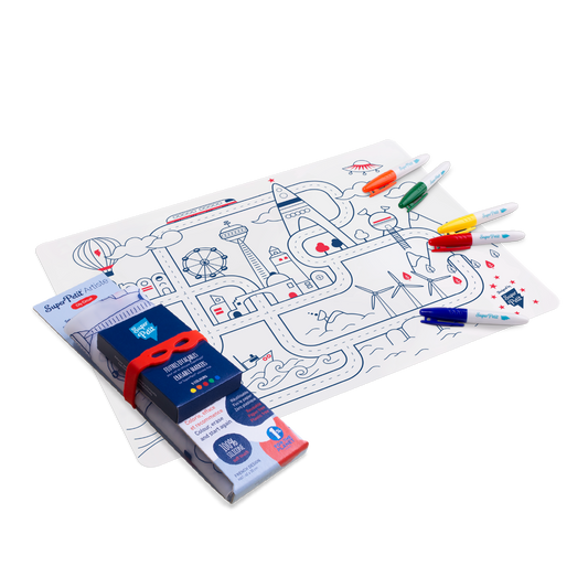 SuperPetit - Coloriage réutilisable - Set en silicone CITY CIRCUIT